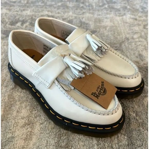 Dr. Martens Adrian Tassel Loafers White Leather Unisex Size 5 Casual
