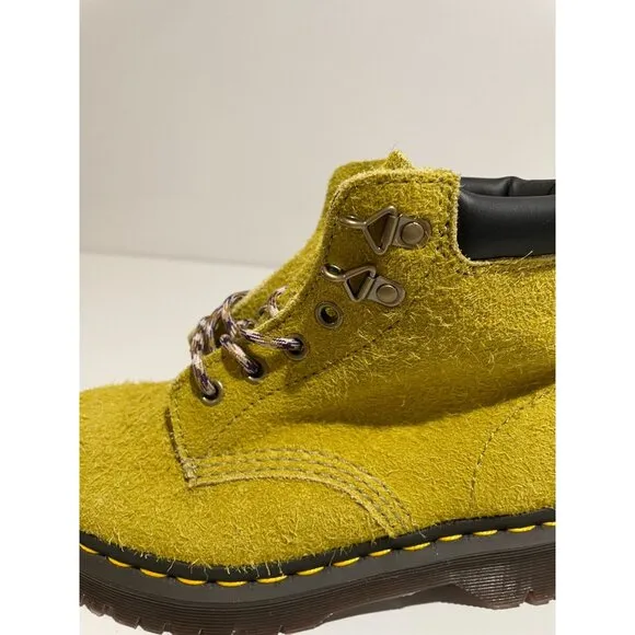 Dr. Martens AirWair Yellow Suede Boots With Bouncing Soles &amp; Embellished Laces 4