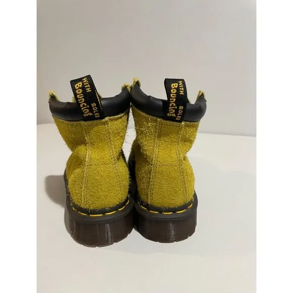 Dr. Martens AirWair Yellow Suede Boots With Bouncing Soles &amp; Embellished Laces 4