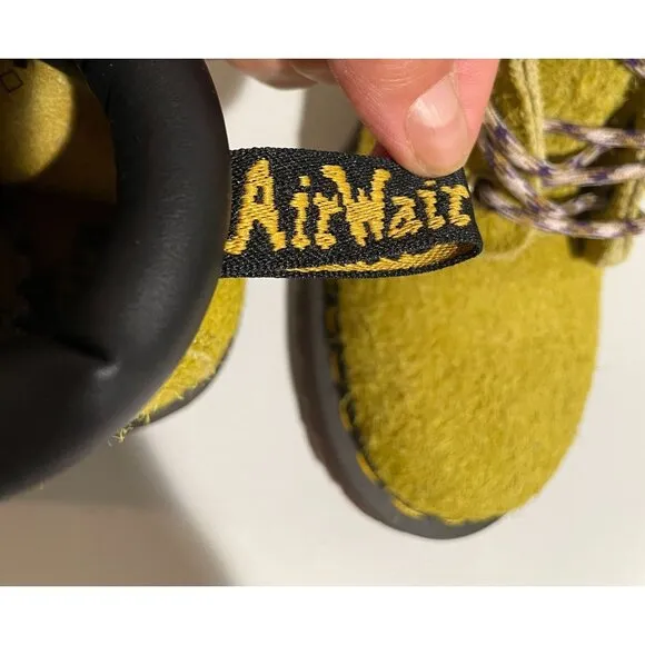 Dr. Martens AirWair Yellow Suede Boots With Bouncing Soles &amp; Embellished Laces 4