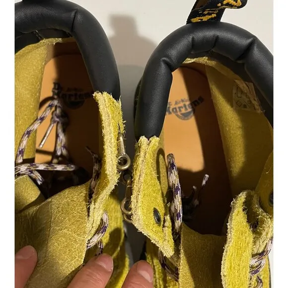 Dr. Martens AirWair Yellow Suede Boots With Bouncing Soles &amp; Embellished Laces 4