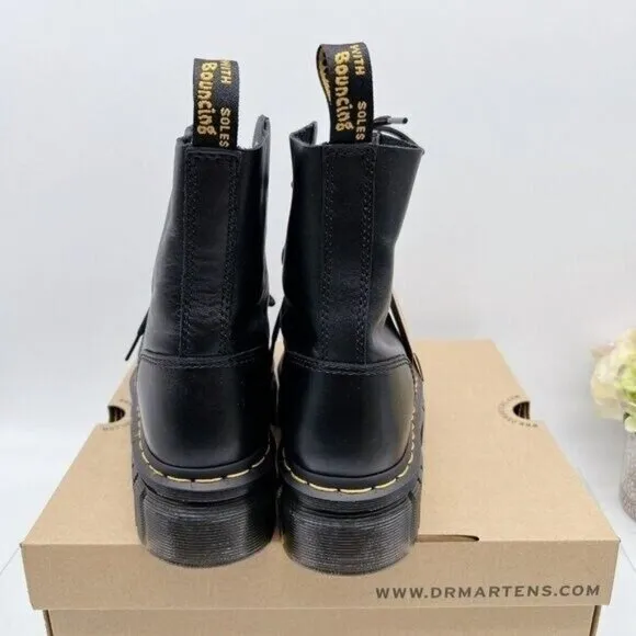 Dr. Martens Audrick 8-Eye Platform Combat Boots Black Nappa Lux Leather US 8
