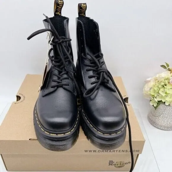 Dr. Martens Audrick 8-Eye Platform Combat Boots Black Nappa Lux Leather US 8