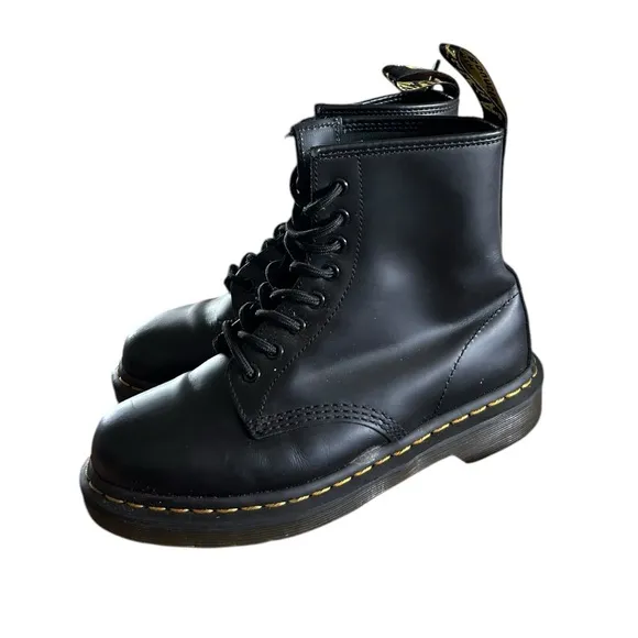 Dr Martens Black 1460 Mono Smooth Leather Lace Up Boots 8
