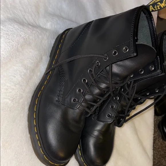 Dr. Martens Black and Yellow Ankle Boots Smooth Leather