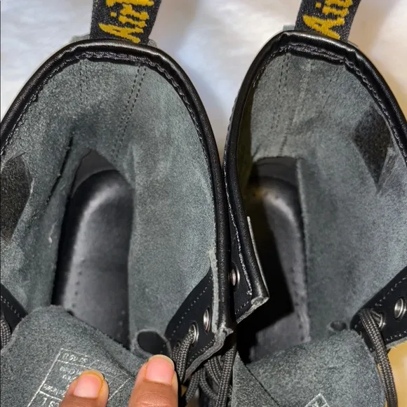 Dr. Martens Black and Yellow Ankle Boots Smooth Leather
