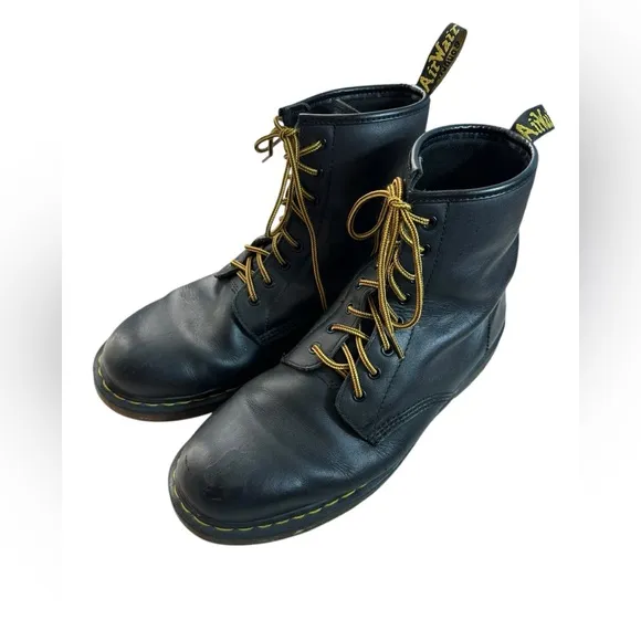 Dr. Martens Black Leather Combat Slip Resistant Safety Boots