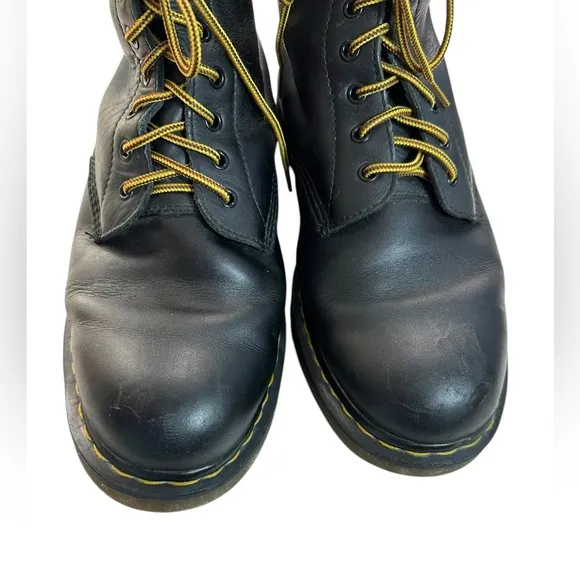 Dr. Martens Black Leather Combat Slip Resistant Safety Boots