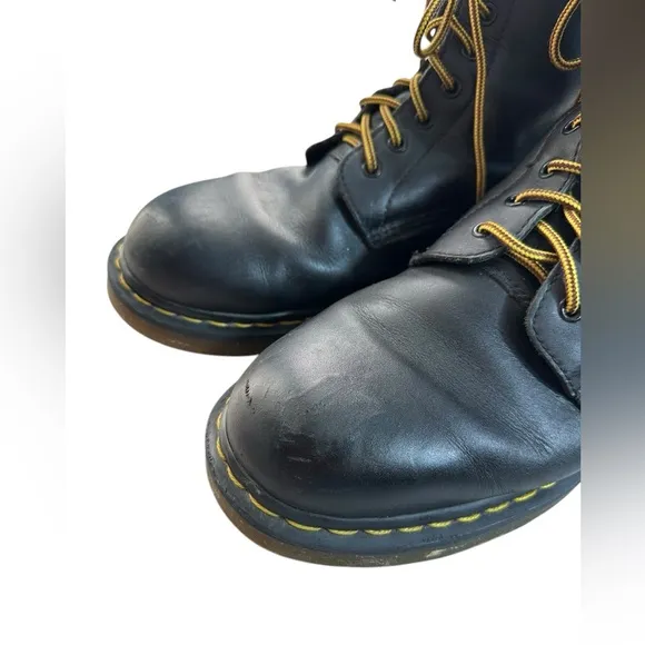 Dr. Martens Black Leather Combat Slip Resistant Safety Boots
