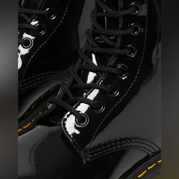 Dr. Martens Black Patent Leather Boots Size 7 - NWT