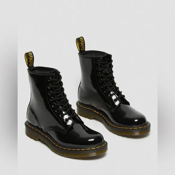 Dr. Martens Black Patent Leather Boots Size 7 - NWT
