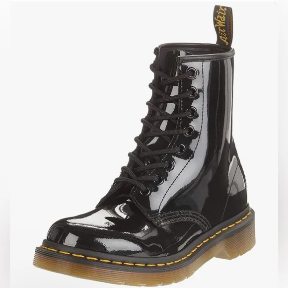 Dr. Martens Black Patent Leather Boots Size 7 - NWT