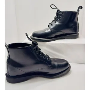 Dr. Martens Boots Lace Up Emmeline Black Smooth Leather Ankle Combat Women's 7‎