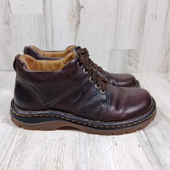 Dr. Martens Brown Leather Lace-Up Ankle Boots with Yellow Stitching #1436