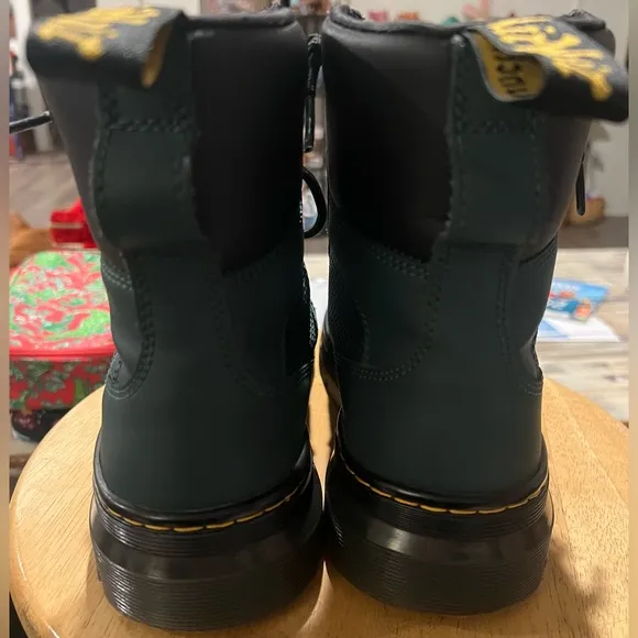 Dr. Martens Combs Tech Combat Boots Unisex M9/W10 Green Leather &amp; Canvas Lace Up