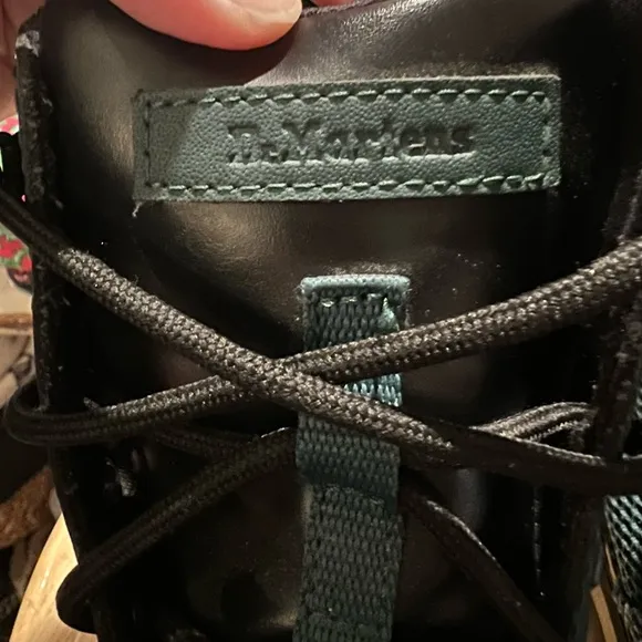 Dr. Martens Combs Tech Combat Boots Unisex M9/W10 Green Leather &amp; Canvas Lace Up