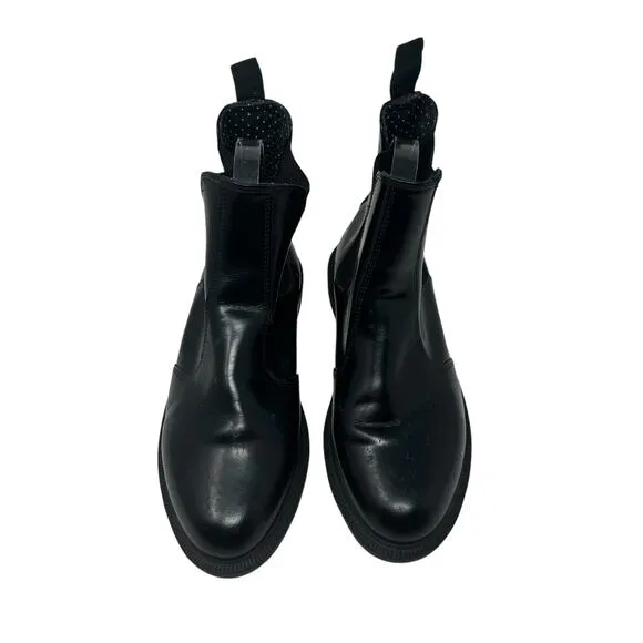 Dr. Martens Flora Chelsea Boots Pull-On Leather Polished Black Size US 9