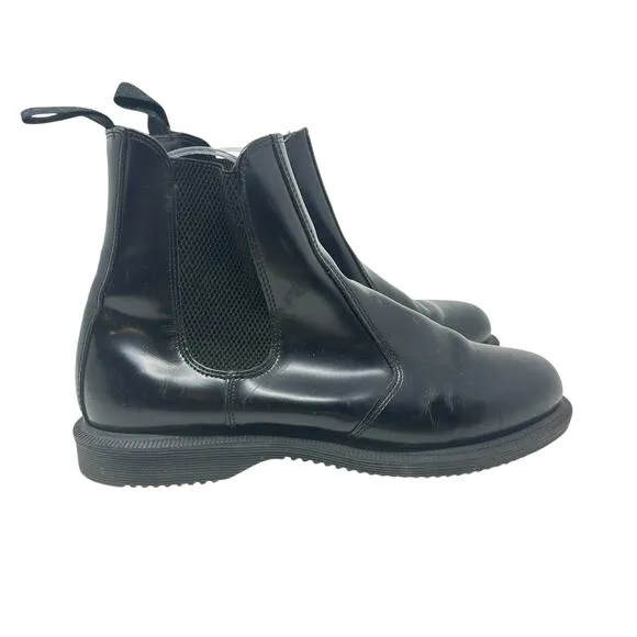 Dr. Martens Flora Chelsea Boots Pull-On Leather Polished Black Size US 9