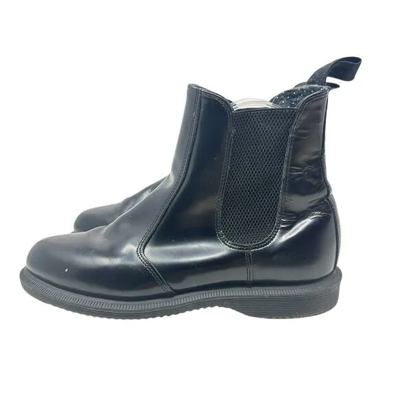 Dr. Martens Flora Chelsea Boots Pull-On Leather Polished Black Size US 9