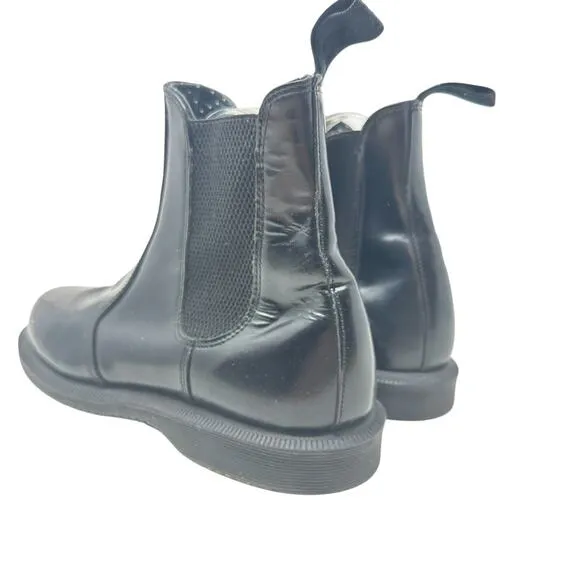 Dr. Martens Flora Chelsea Boots Pull-On Leather Polished Black Size US 9