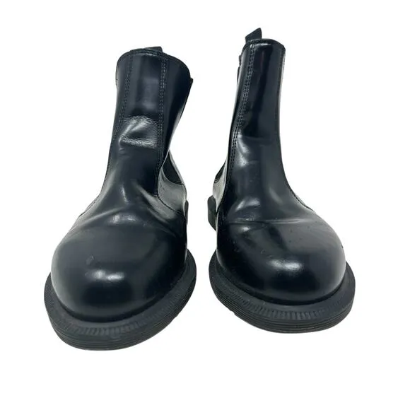 Dr. Martens Flora Chelsea Boots Pull-On Leather Polished Black Size US 9