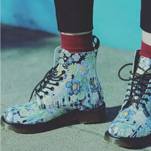 Dr Martens Floral Slime Drip 1460 Ankle Lace Up Boots Women’s 6 Shoes