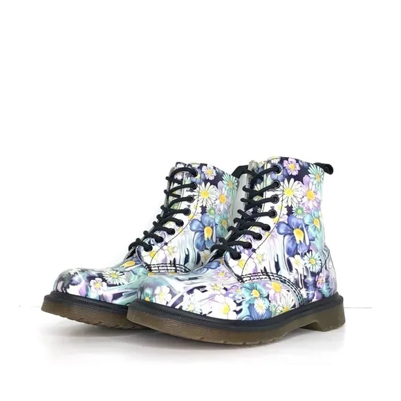 Dr Martens Floral Slime Drip 1460 Ankle Lace Up Boots Women’s 6 Shoes