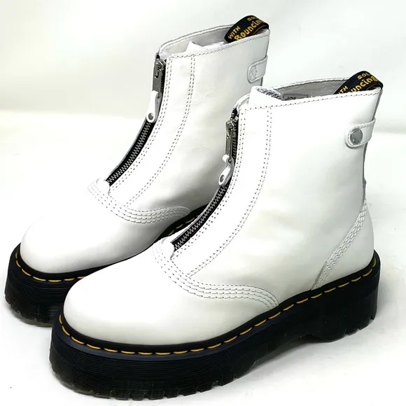 Dr. Martens Jetta Sendal White Smooth Leather Boots.