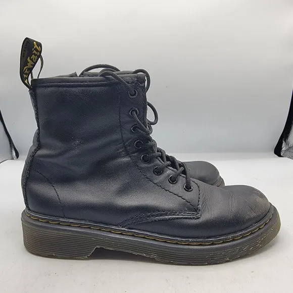 Dr Martens Kids Size 2 Black Leather Side Zip Combat Boots 1460 J