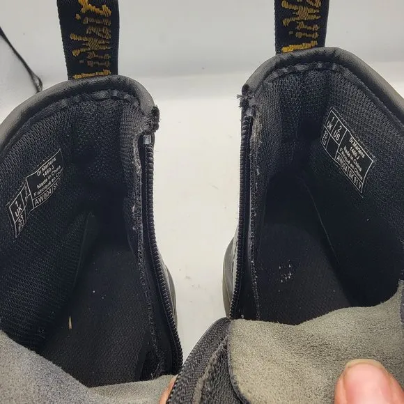Dr Martens Kids Size 2 Black Leather Side Zip Combat Boots 1460 J