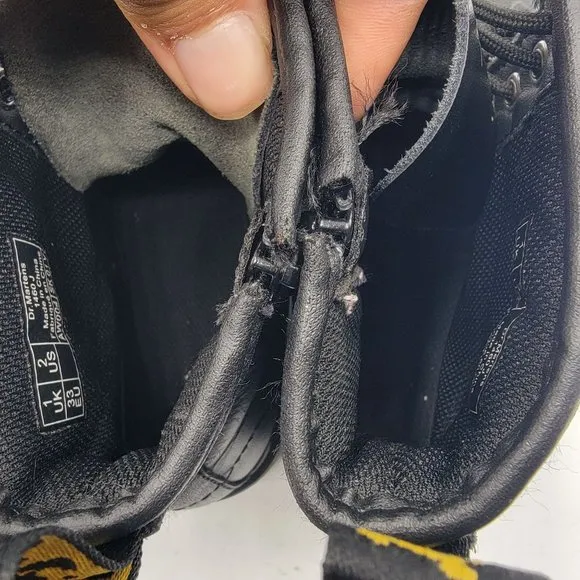 Dr Martens Kids Size 2 Black Leather Side Zip Combat Boots 1460 J