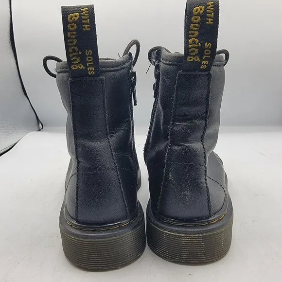 Dr Martens Kids Size 2 Black Leather Side Zip Combat Boots 1460 J