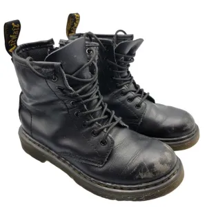 Dr Martens Kids Size 2 Black Leather Side Zip Combat Boots 1460 J