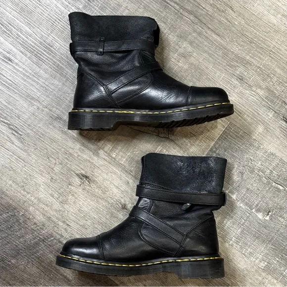 Dr. Martens “Kristy” Moto Slouch Engineer Boots, EUC