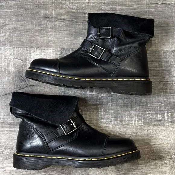 Dr. Martens “Kristy” Moto Slouch Engineer Boots, EUC