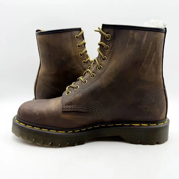 DR. MARTENS Men's 1460 Bex Boots US 10 EU 43 Brown Crazy Horse Leather NIB