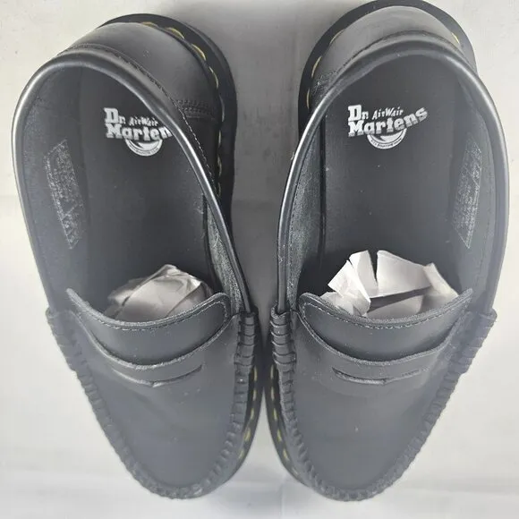 DR MARTENS Men's Penton Black Penny Loafer Smooth Leather Size 6M