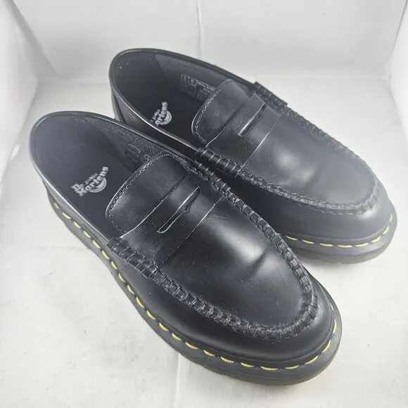 DR MARTENS Men's Penton Black Penny Loafer Smooth Leather Size 6M