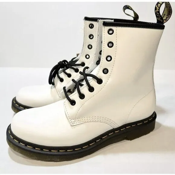 Dr. Martens Pascal W 1460 Women’s Boots Size 6 White Leather  Authentic Classic