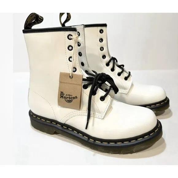 Dr. Martens Pascal W 1460 Women’s Boots Size 6 White Leather  Authentic Classic
