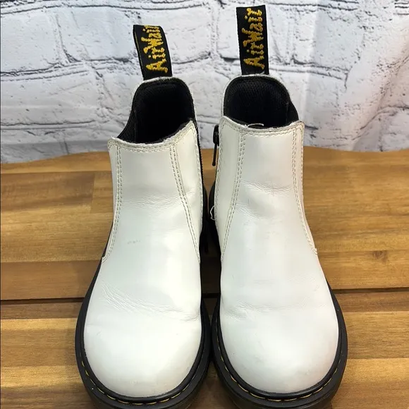 Dr. Martens White and Black Chelsea Kids Boots
