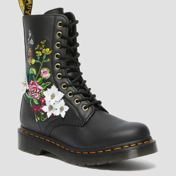 Dr. Martens Women's 1490 Floral Bloom Leather Vonda Butterfly Mid-Calf Boots