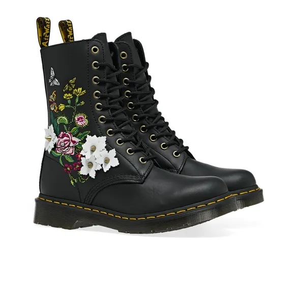 Dr. Martens Women's 1490 Floral Bloom Leather Vonda Butterfly Mid-Calf Boots