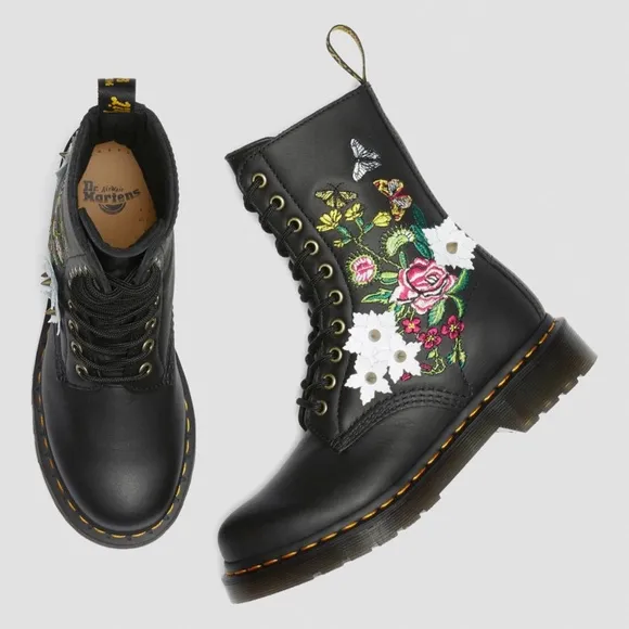 Dr. Martens Women's 1490 Floral Bloom Leather Vonda Butterfly Mid-Calf Boots