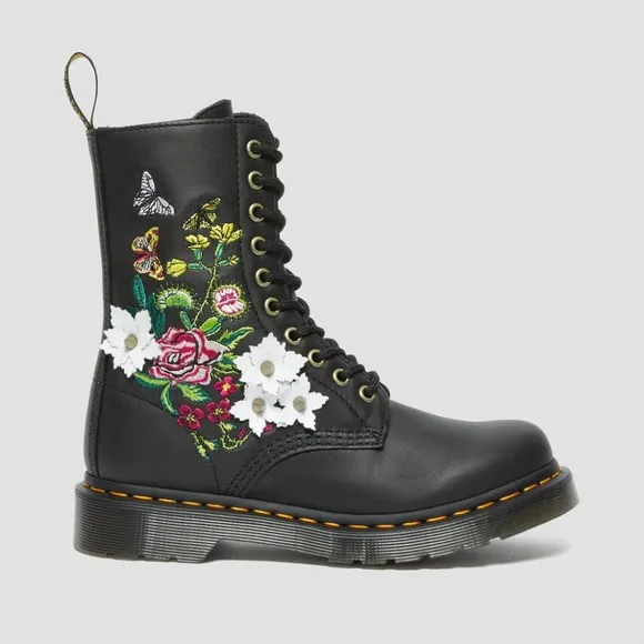 Dr. Martens Women's 1490 Floral Bloom Leather Vonda Butterfly Mid-Calf Boots