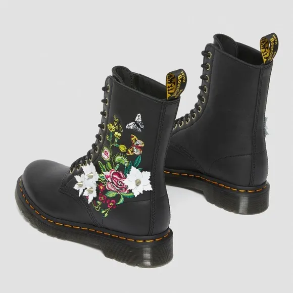 Dr. Martens Women's 1490 Floral Bloom Leather Vonda Butterfly Mid-Calf Boots