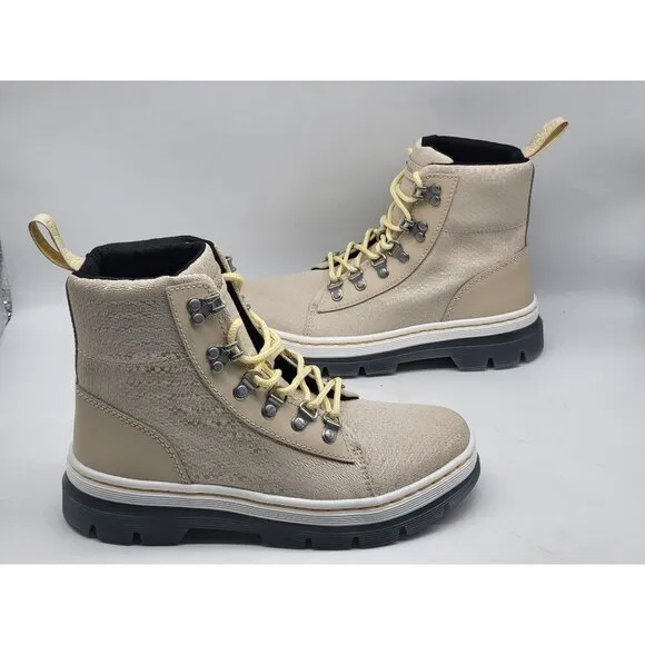 Dr. Martens Womens Combs W Boots Size 8 Beige With Yellow Laces Size 8