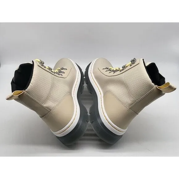 Dr. Martens Womens Combs W Boots Size 8 Beige With Yellow Laces Size 8