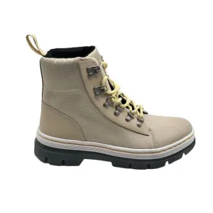 Dr. Martens Womens Combs W Boots Size 8 Beige With Yellow Laces Size 8