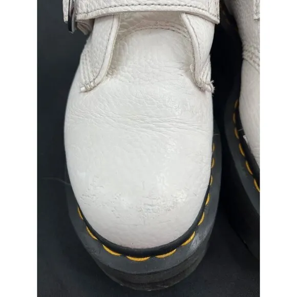 Dr. Martens Womens Devon Heart Leather Platform Boots White Size US 8 UK 6 EU 39